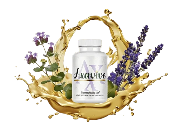 Axavive skin supplement bottle with botanical ingredients